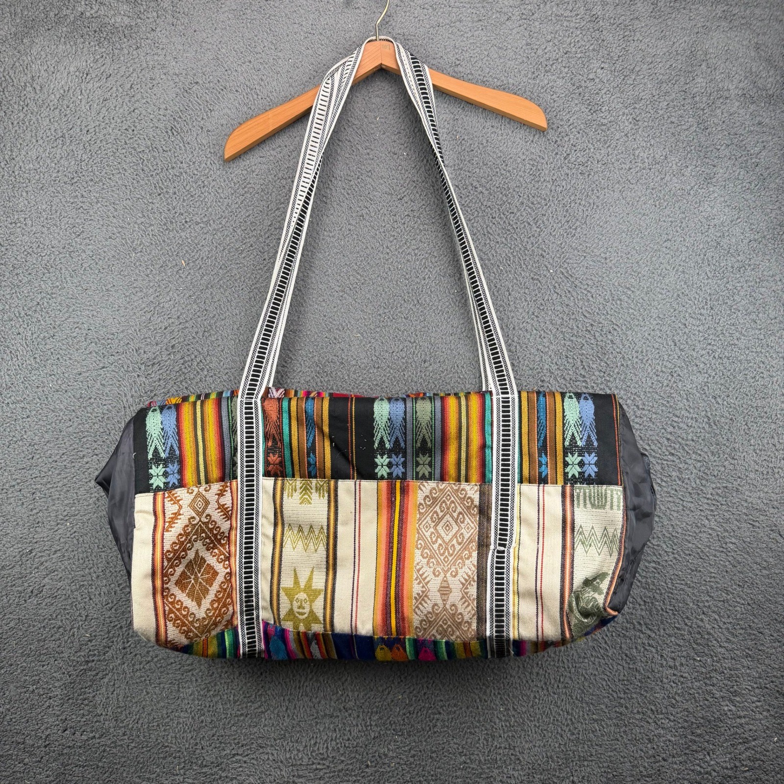 Boho Handwoven Colorful Duffel Bag Hippie Tribal Pattern Weekender Travel Tote