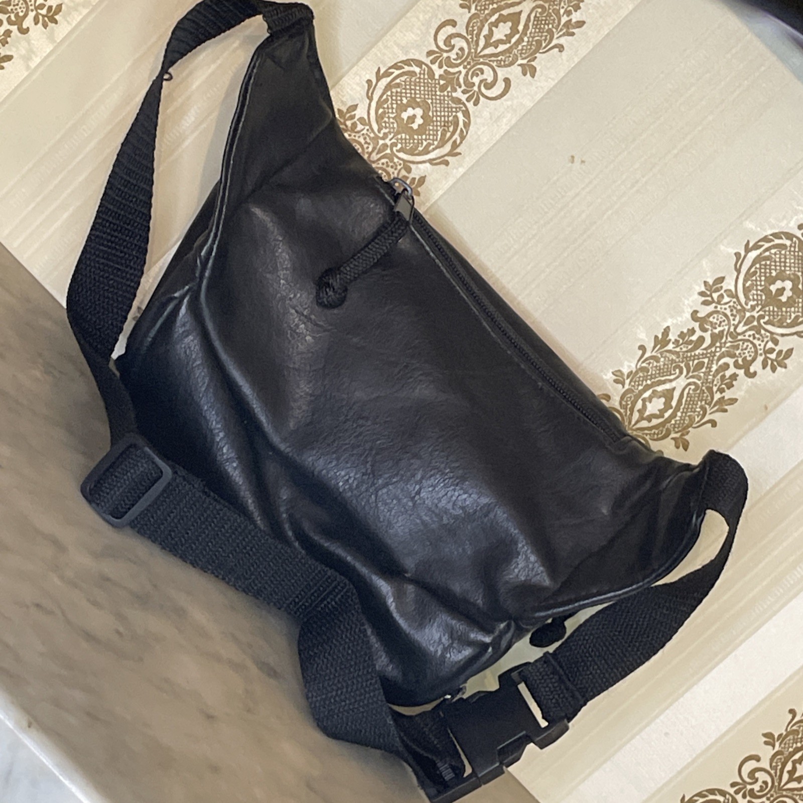 NEW Trailmaker Equipment Faux Leather Black Fanny Pack Waist Bag Hip Bag