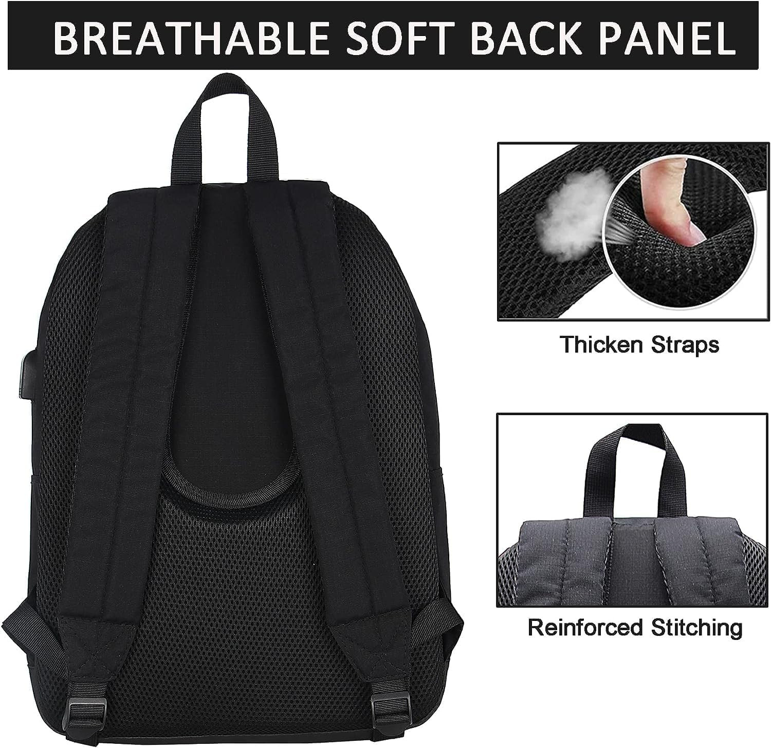 Casual Laptop Backpack for Men and Women, Work Backpack, Black Backpacks, Colleg