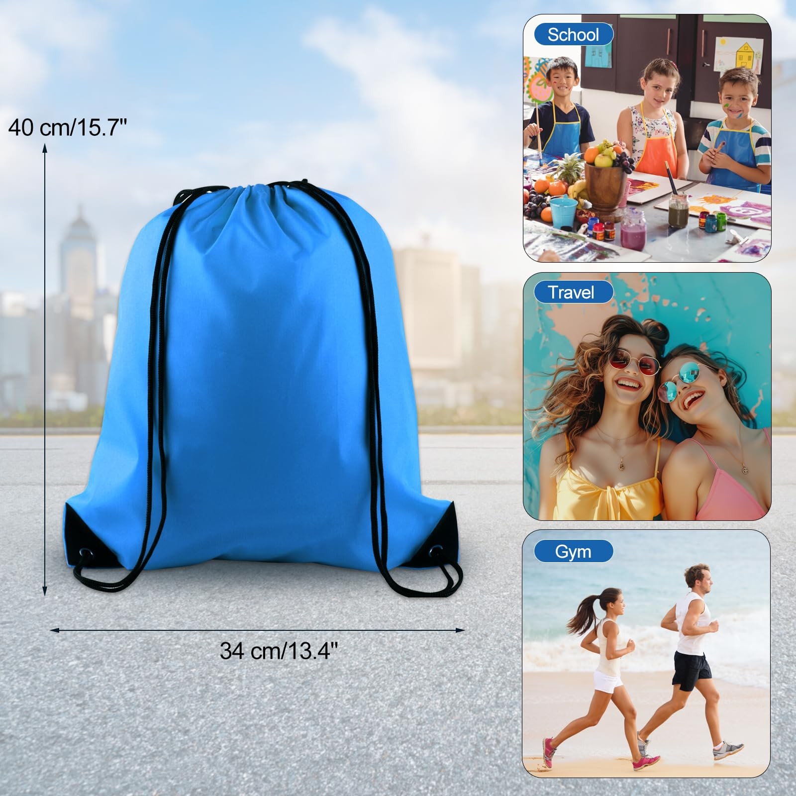 6 Pcs Drawstring Backpack Bags Cinch Sak Sports Gym Backpack Bags for Yoga