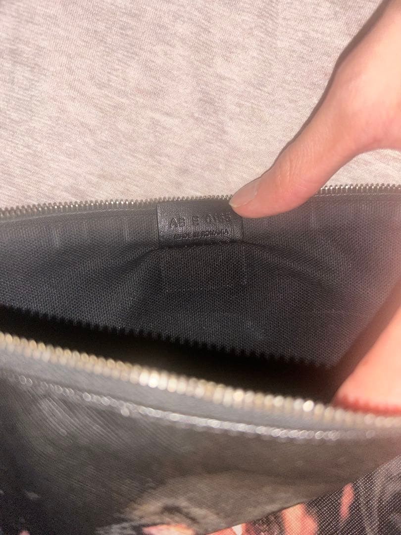 GIVENCHY Authentic Clutch Bag Flat Pouch Travel Handbag Zipper Black Rottweiler