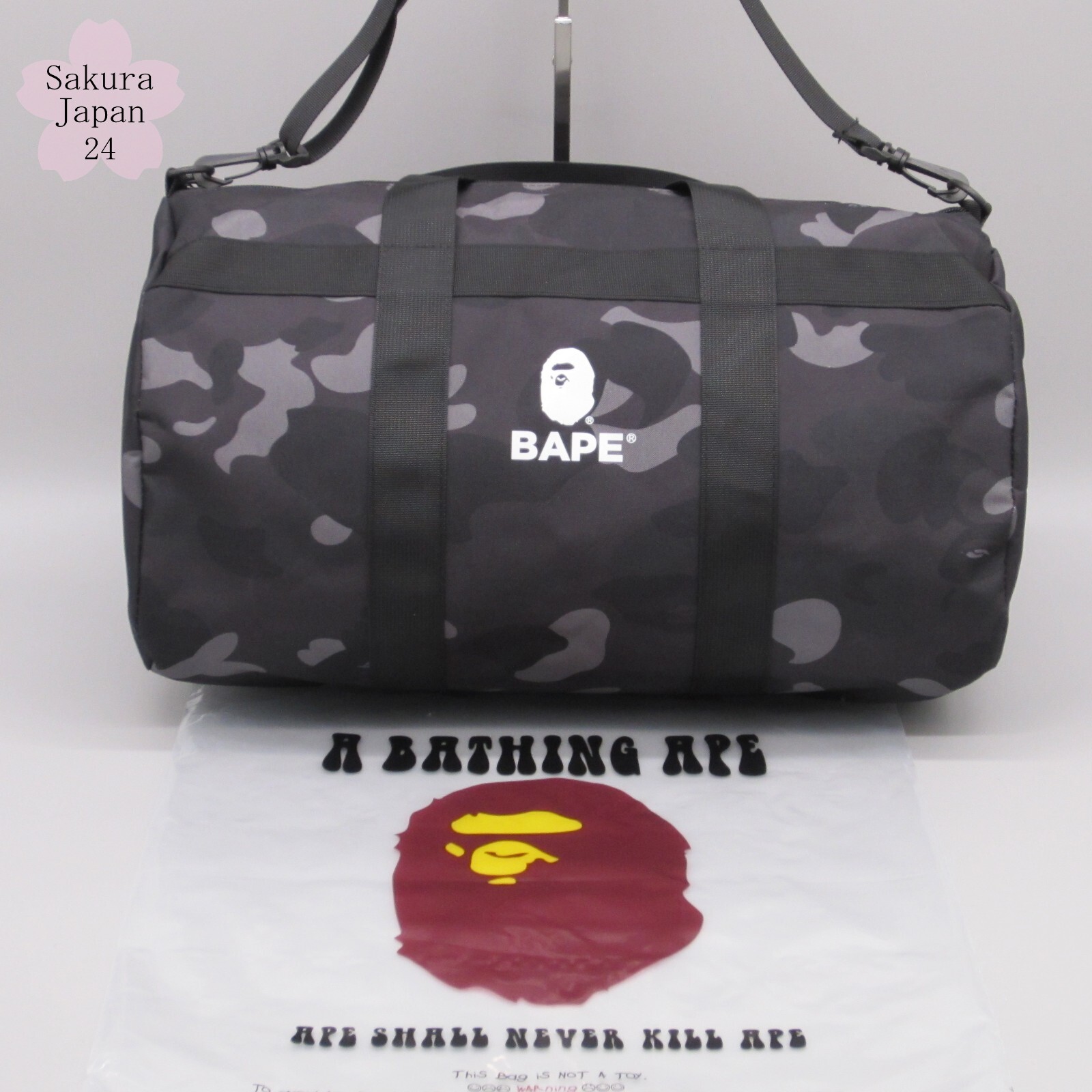 BAPE A Bathing Ape Camo Black Duffle Bag 2022 SPR Shoulder 2022 AW Mag Free Gift