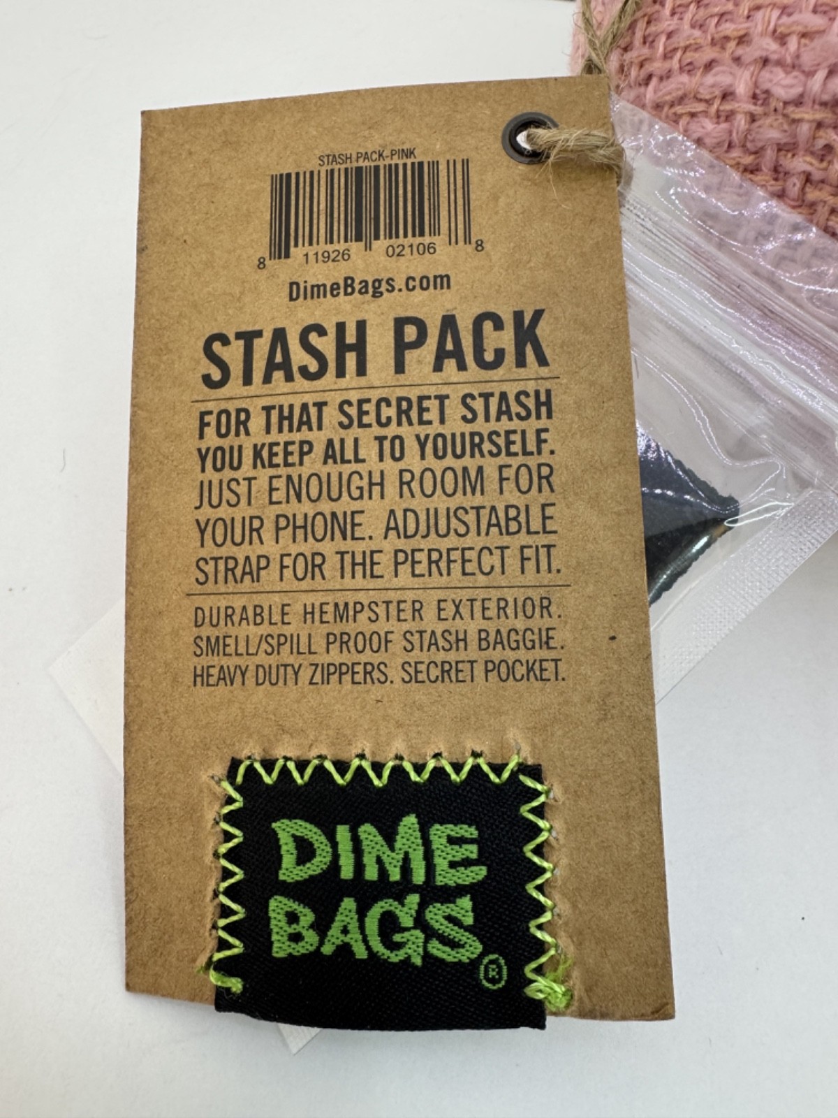 Dime Bags Pink Stash Pack Smell Proof Fanny Pack Hemp Fabric Carbon Lined