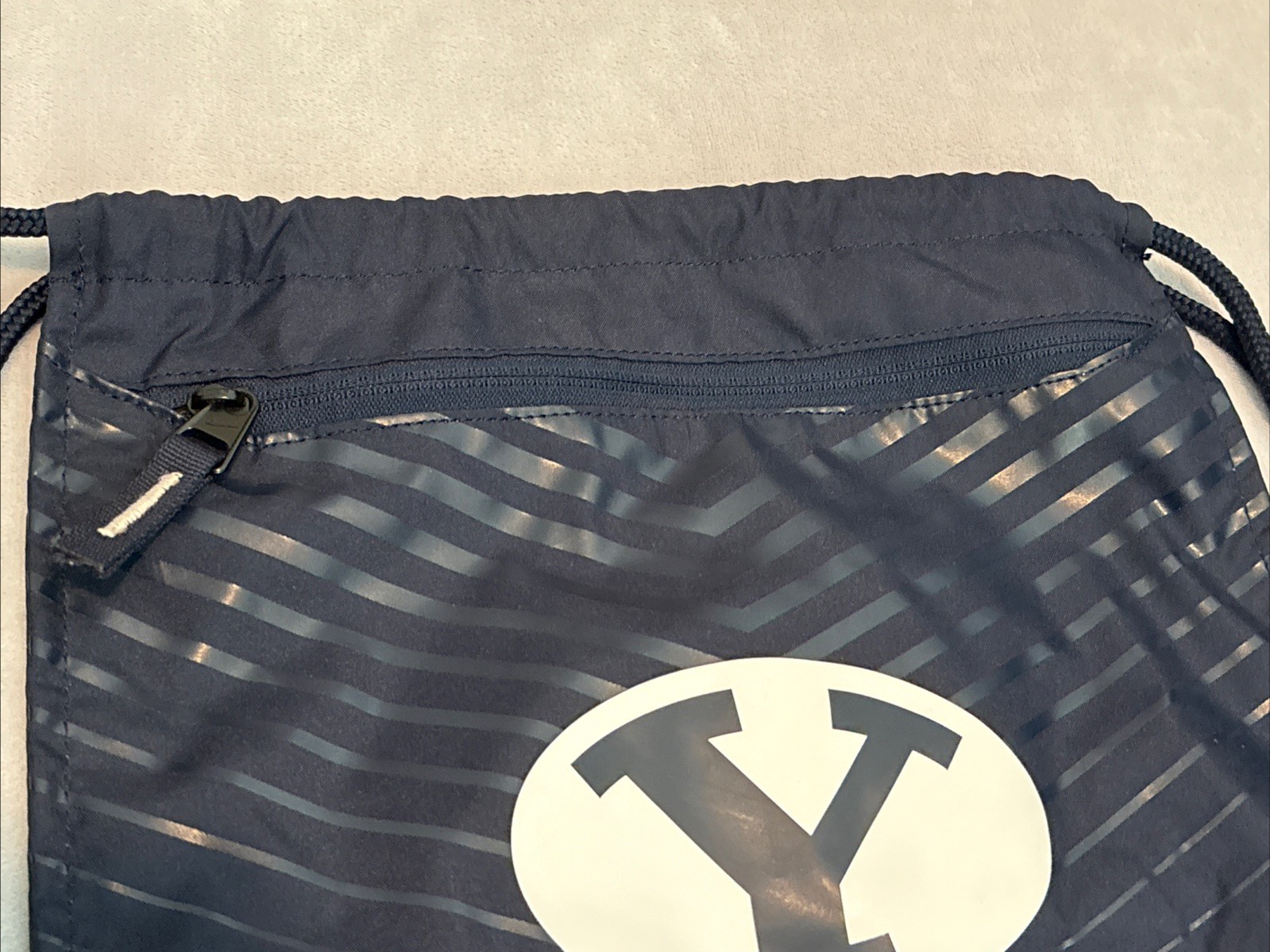 Nike BYU Brigham Young Cougars String Backpack Blue Gym Bag Outer Zip Pocket
