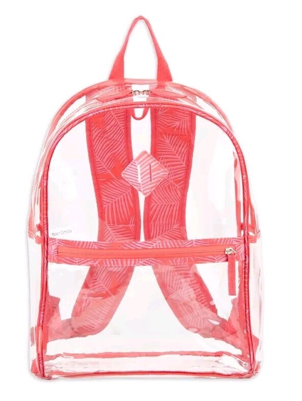 Eastsport Stadium Approved Clear Backpack with Pencil Case Blue Red Trim Or Pink