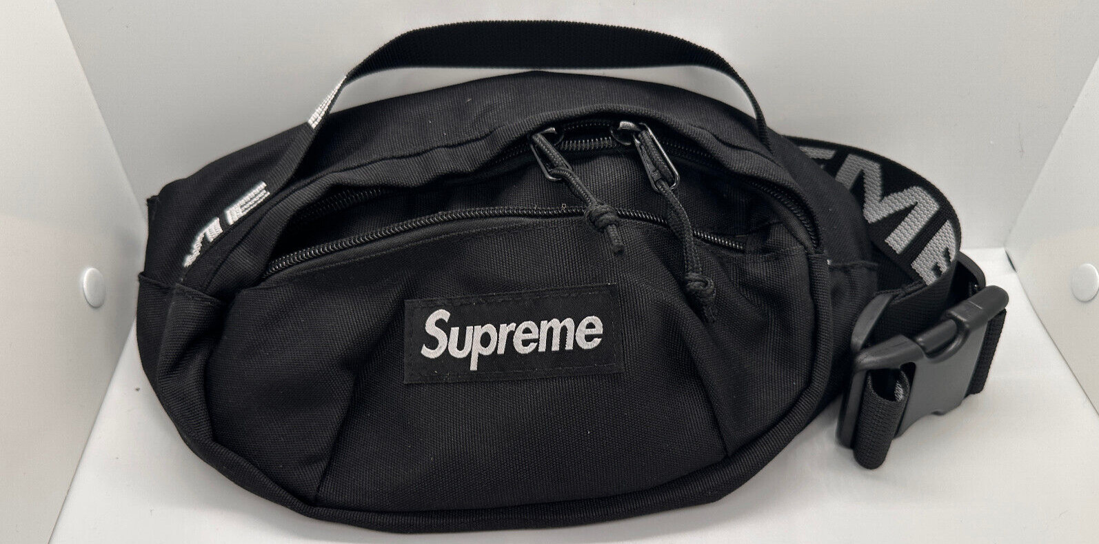 Supreme SS18 Men’s Waist Bag Black Cordura Fanny Pack Crossbody Strap Streetwear