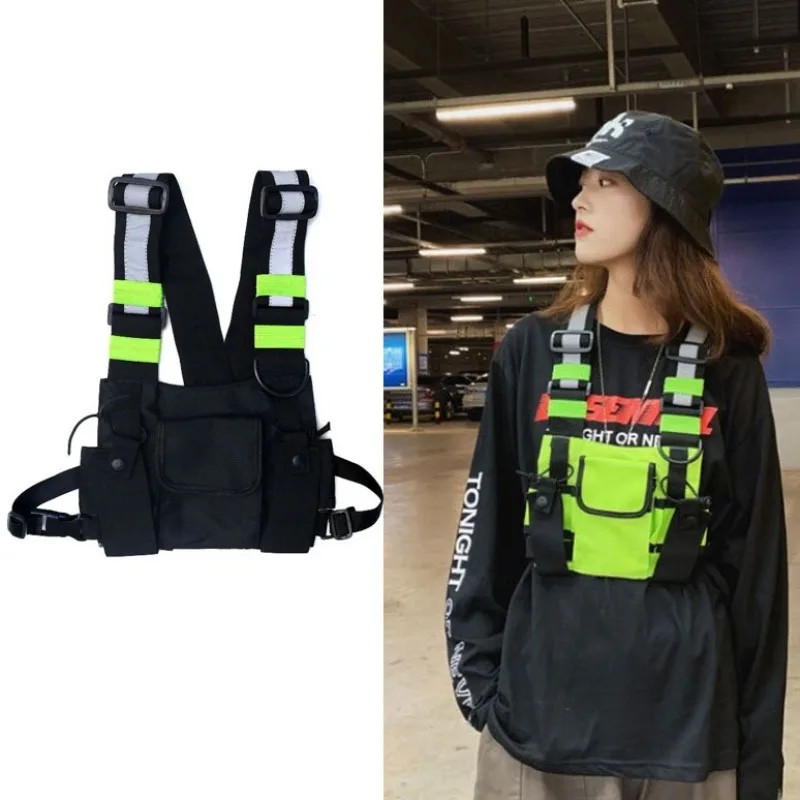 Functional Tactical Chest Bag For Men Fashion Bullet Hip Hop Vest Streetwear Bag