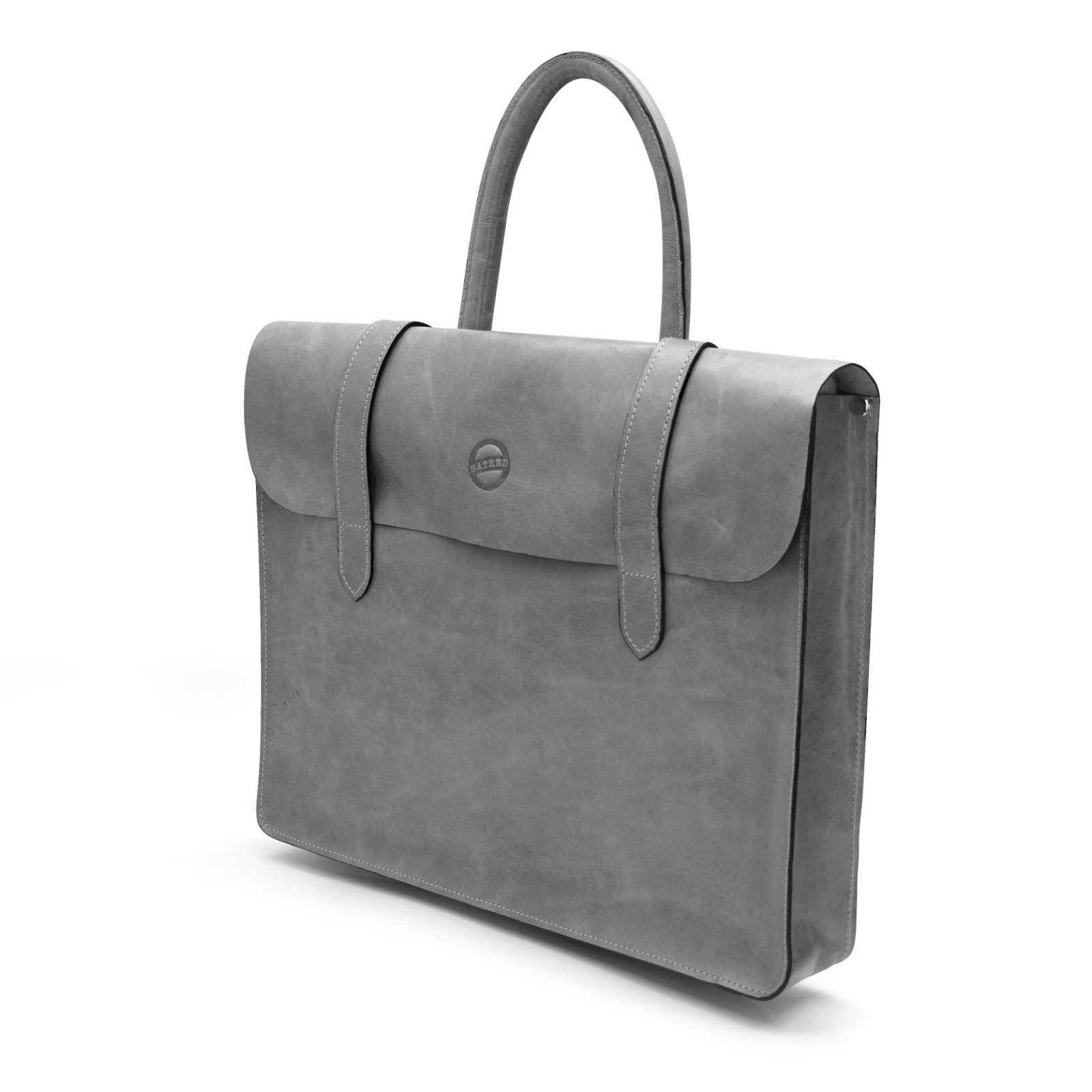 Document iPad Handmade Music Bag Grey Genuine Leather Unisex Messenger Briefcase