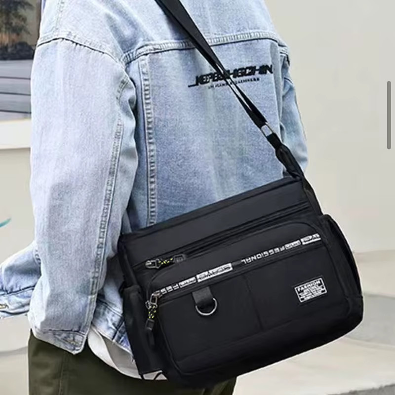 Men’S Cross-Body Bag with Multi-Layered Pockets, Adjustable Shoulder Strap, Busi