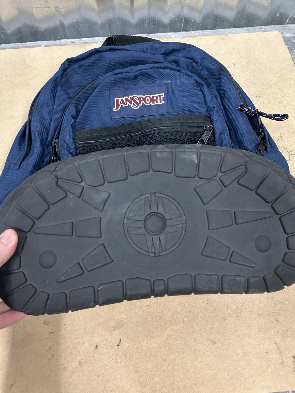 Vintage JANSPORT Backpack Thick Rubber Tire Bottom Bookbag Backpack Blue