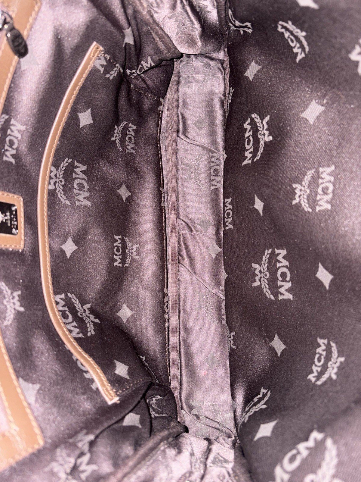 VTG MCM Visetos Monogram Large PVC Canvas Leather Messenger Crossbody Laptop Bag