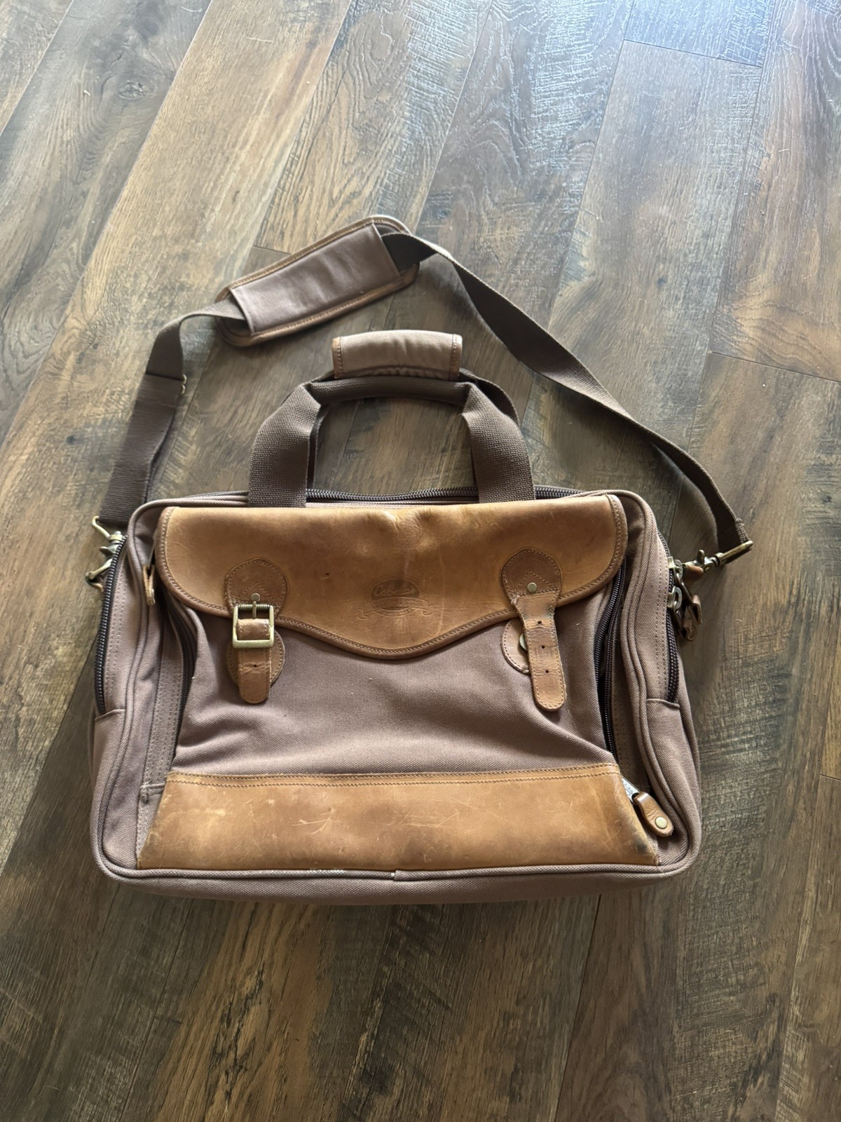 Cabela’s Canvas & Leather Messenger Travel Bag Hunting Camping Vintage Weekender
