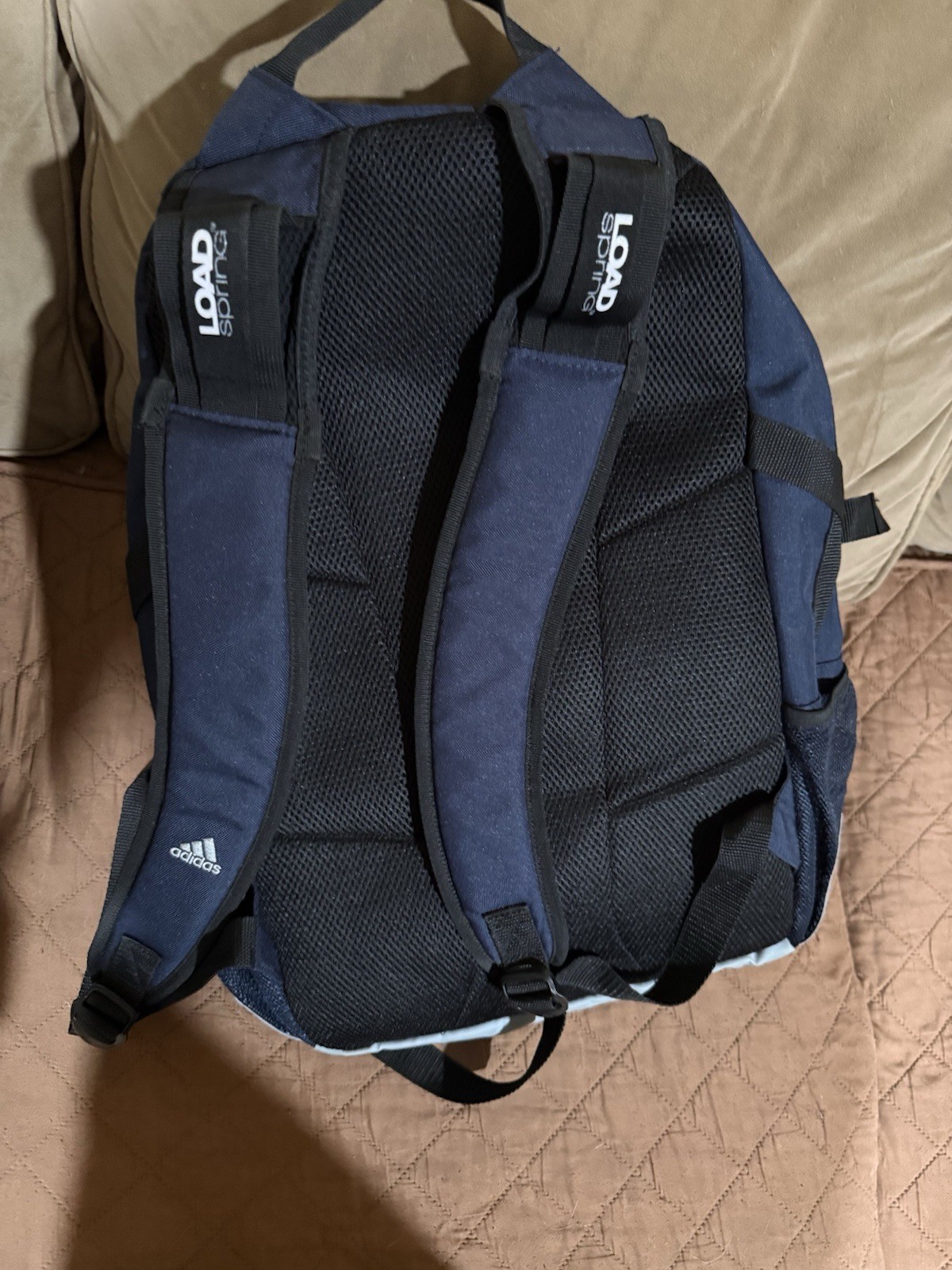 Adidas Golf Loadspring Backpack Navy Blue Gray Laptop Travel School Book Bag