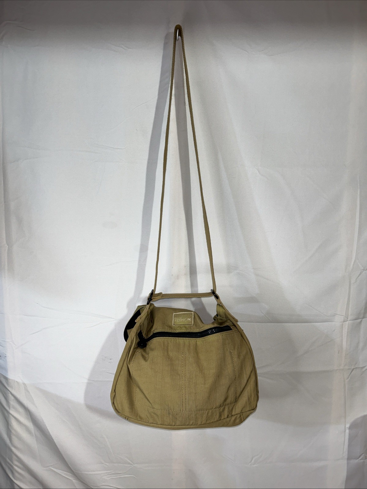 KIPLING Crossbody Beige Canvas Shoulder Sling Bag Adjustable Strap