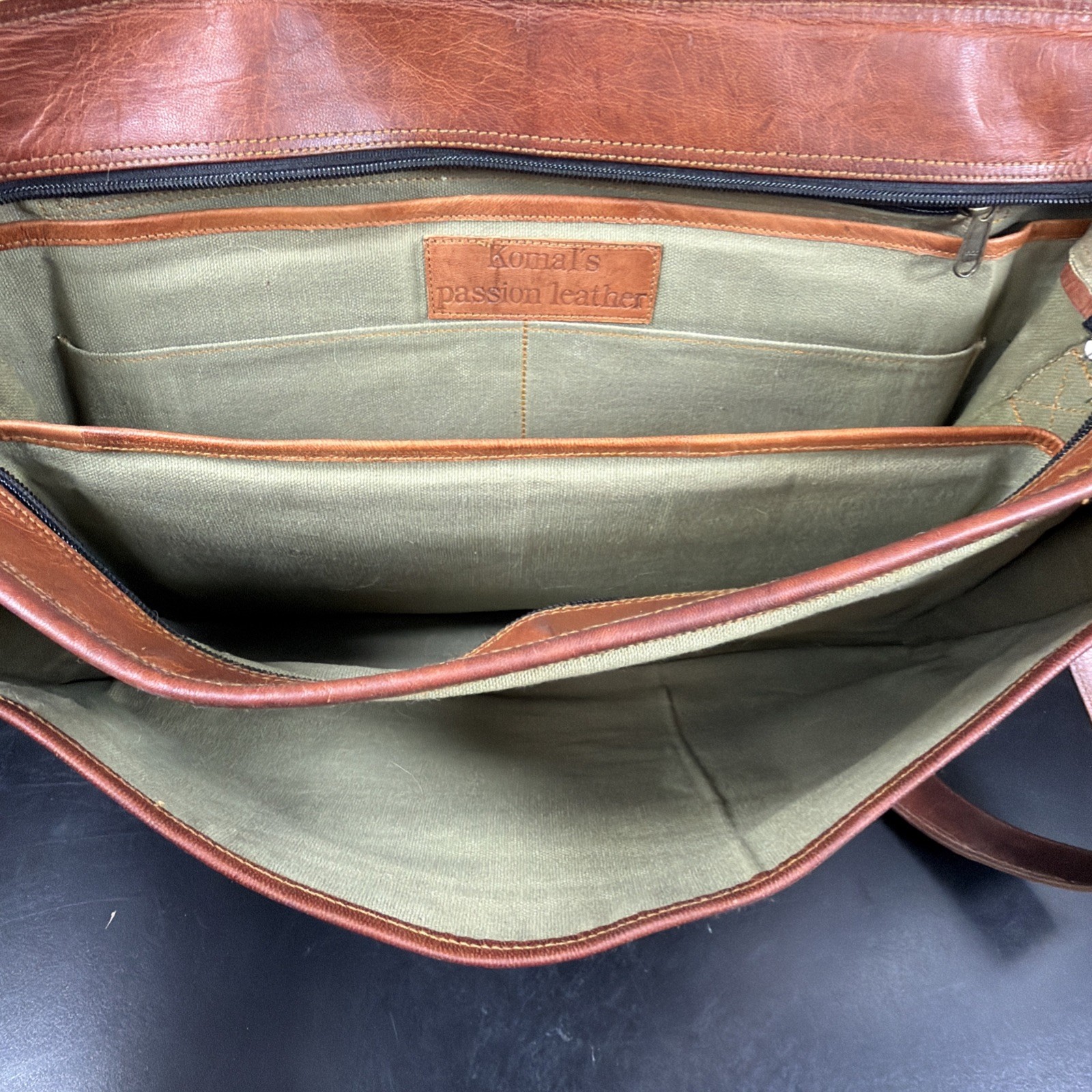 Komal’s Passion Handmade Brown Leather Briefcase Laptop Messenger Bag Crossbody