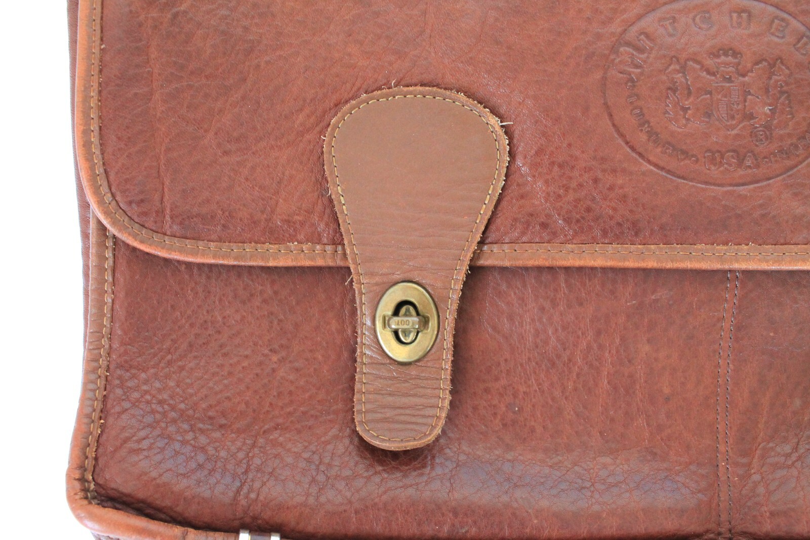 Vintage Brown Mitchell Luxury Leather Messenger Shoulder Bag Signed 1995