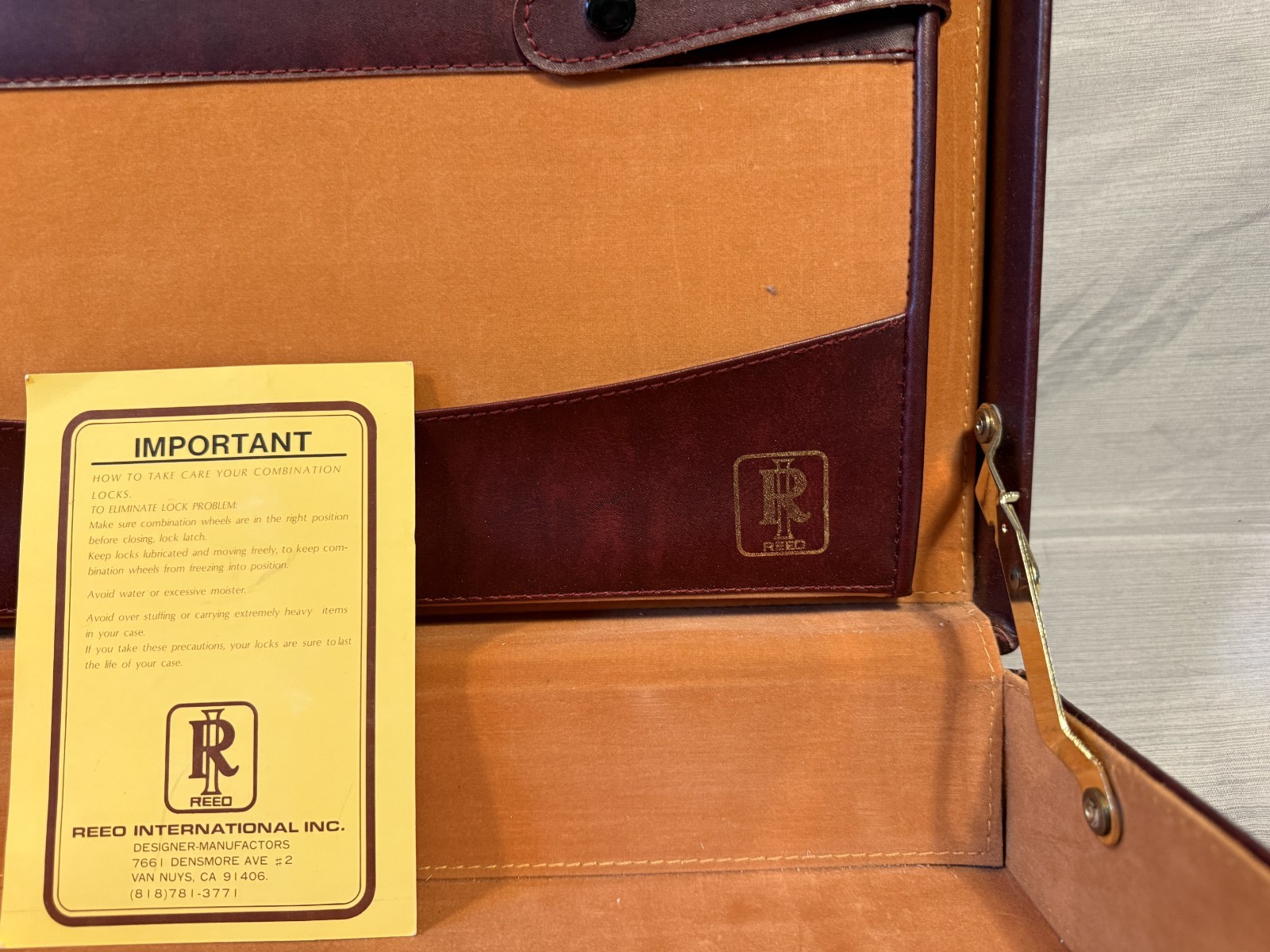 Vintage Reed Genuine Leather Attache Briefcase Locking Brown Executive Case 18”