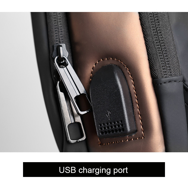 Anti-Theft Sling Bag Men USB Charging Waterproof Nylon Crossbody Chest Travel