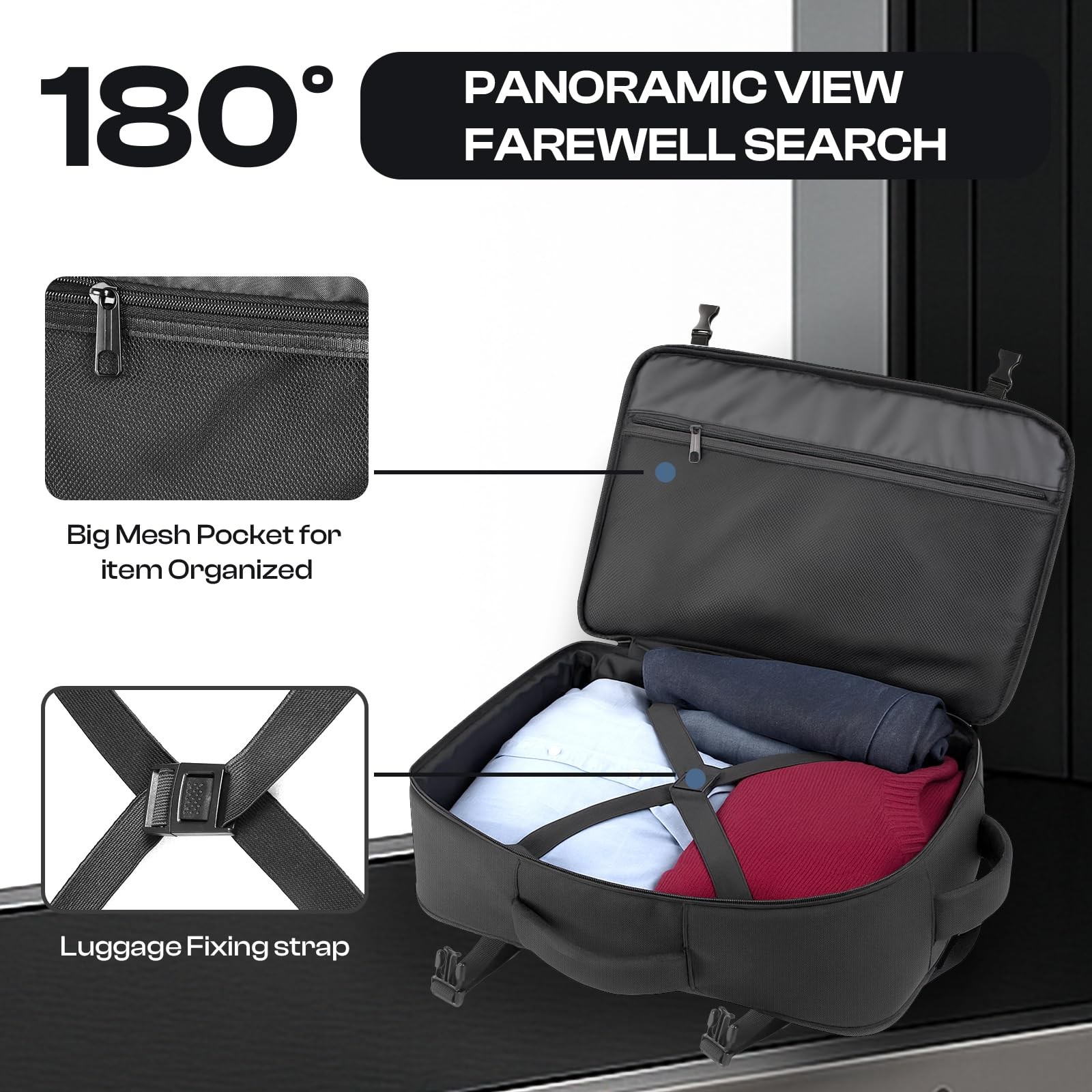 Roomy Travel Backpack,Expandable 40L-50L Carry On Backpack For 17.3″ Laptop