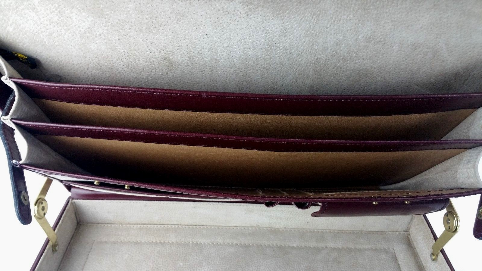 Vintage Skymaster Burgand Split Leather Hard Briefcase Attache Combination Locks