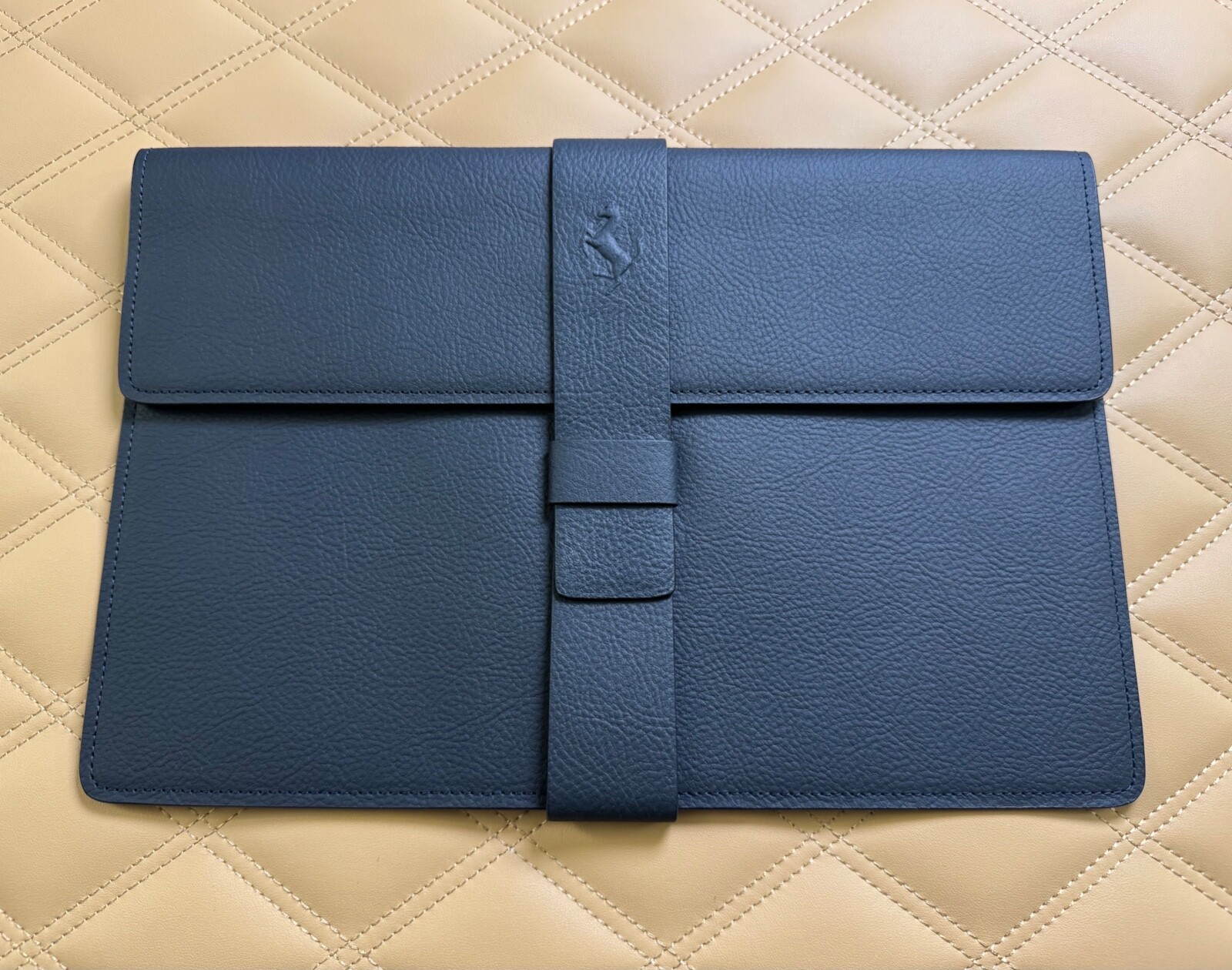 Ferrari Pouch Document Holder Case by Schedoni Black Calf Leather Made in Italy