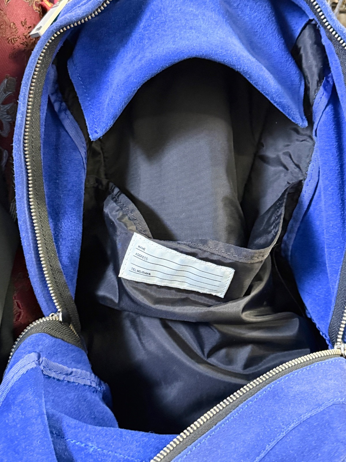 JACK SPADE Blue SUEDE Backpack Leather Trim Minimalist Designer Bag NYC