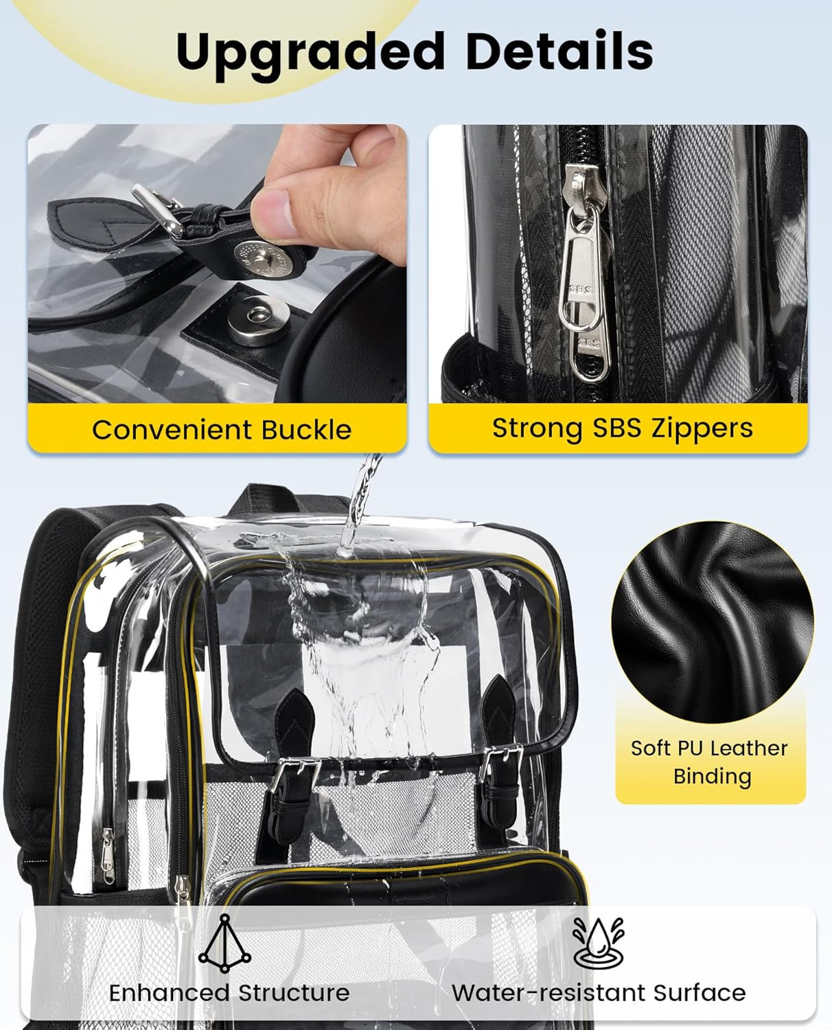 Vorspack Heavy Duty Clear Backpack – Large See through Bookbag Transparent Backp