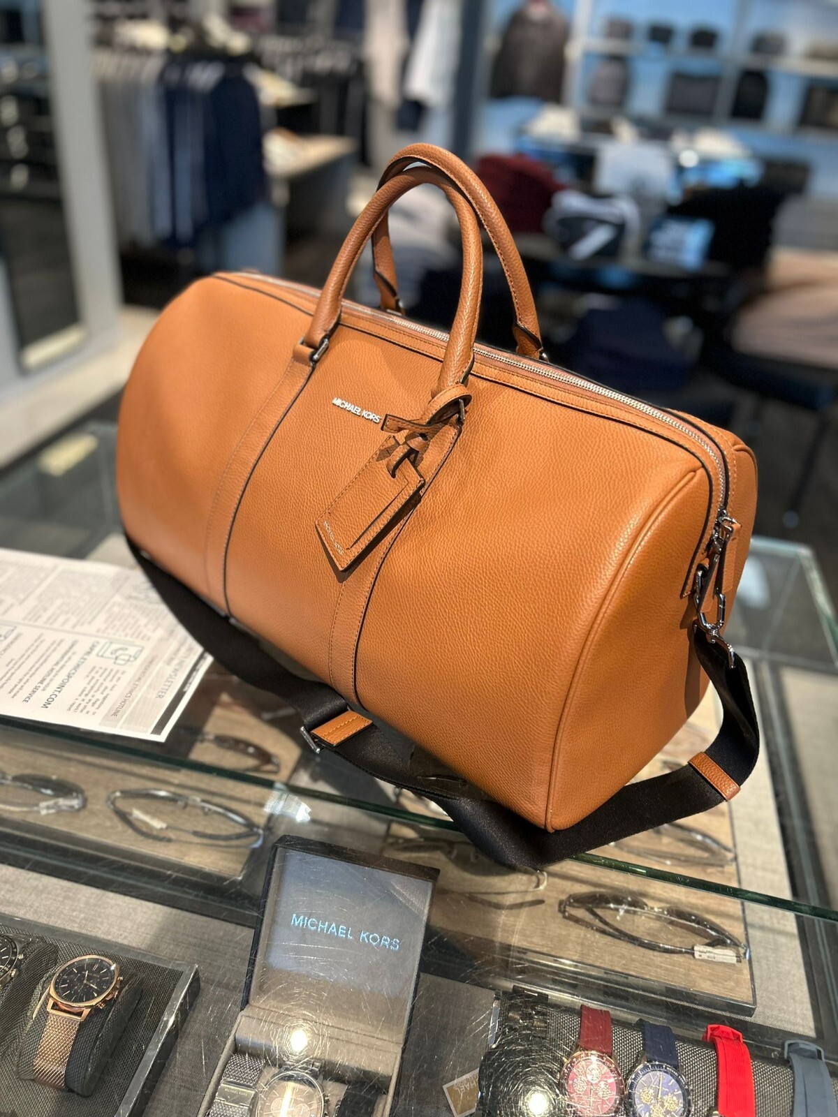 Michael Kors Cooper Men Duffle Luggage Brown Shoulder For Travel Getaway Trip MK