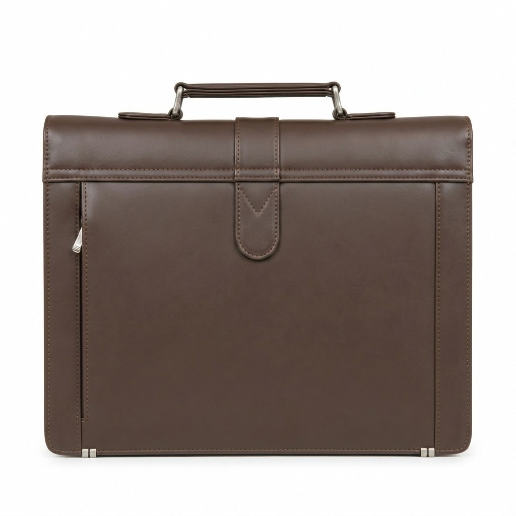 Brown Leather Executive Briefcase Push Lock Flap Mens Laptop Business Lawyer Bag