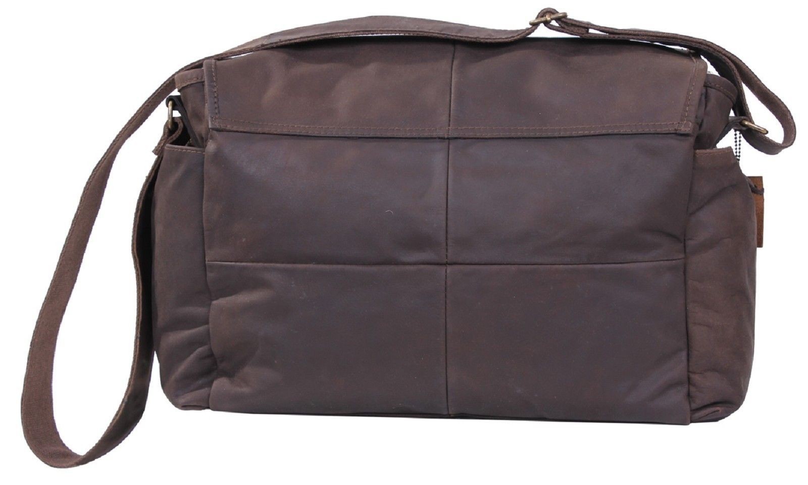 Brown Leather Classic 5-Pocket Messenger Shoulder Bag Rothco 91480 NWT