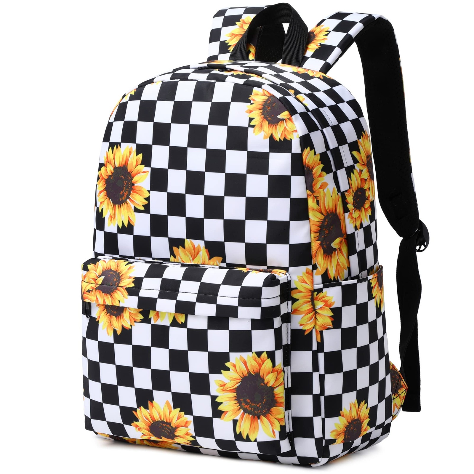 School Backpack Girls Women Checkered Sunflower Bookbag Laptop Bag Ladies Teen