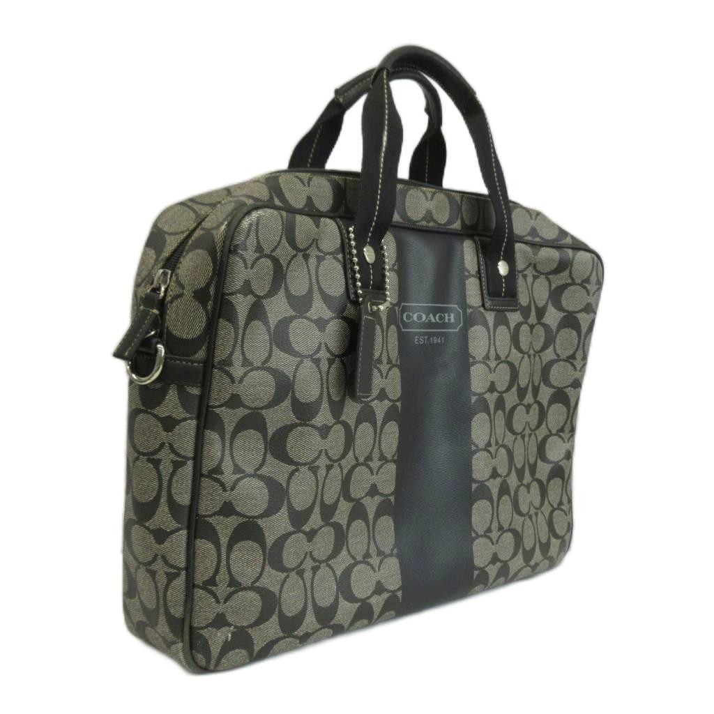 Coach Business Bag Briefcase PVC Leather Black 10×4.5in Used B