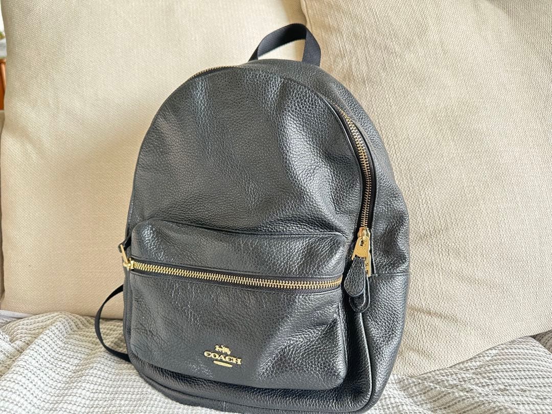 Import duty included for US buyers Coach Black Leather Backpack 10cm Thick 25cm