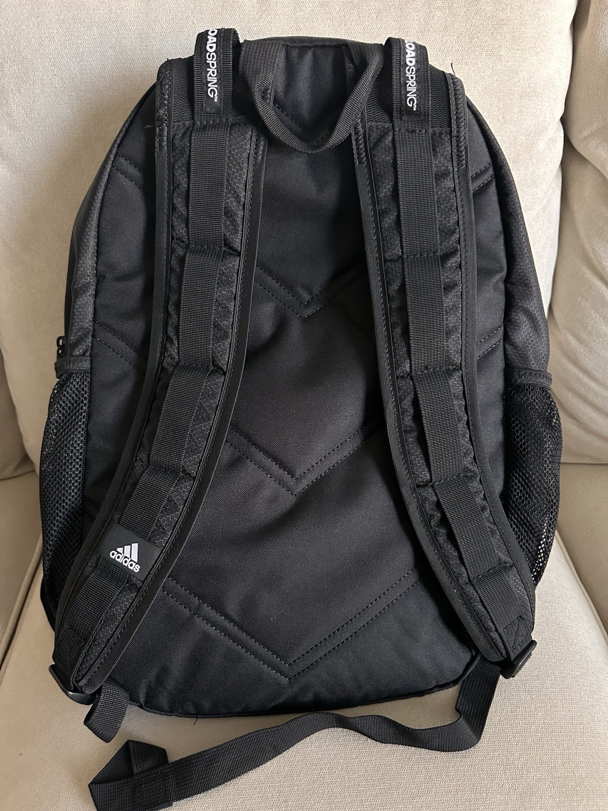 adidas Black Backpack Bookbag, Zip Closure, Adjustable Straps, Pockets