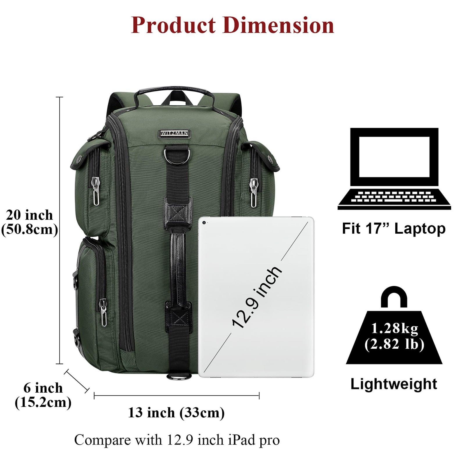 Travel Laptop Backpack for Men Convertible Carry on Bag 17 Inch