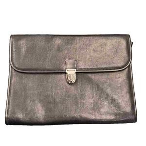 YAMASE Leather Men’s Black Second Bag 10.6×1.0x14.2in AB Condition