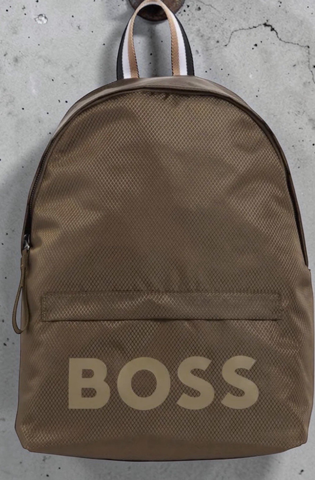 Hugo Boss Pixel R Backpack Tonal Logo Olive Brown Recycled Fabric NWT