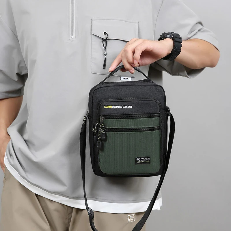 Men’s Oxford Crossbody Messenger Bag Multi-Pocket Large Capacity