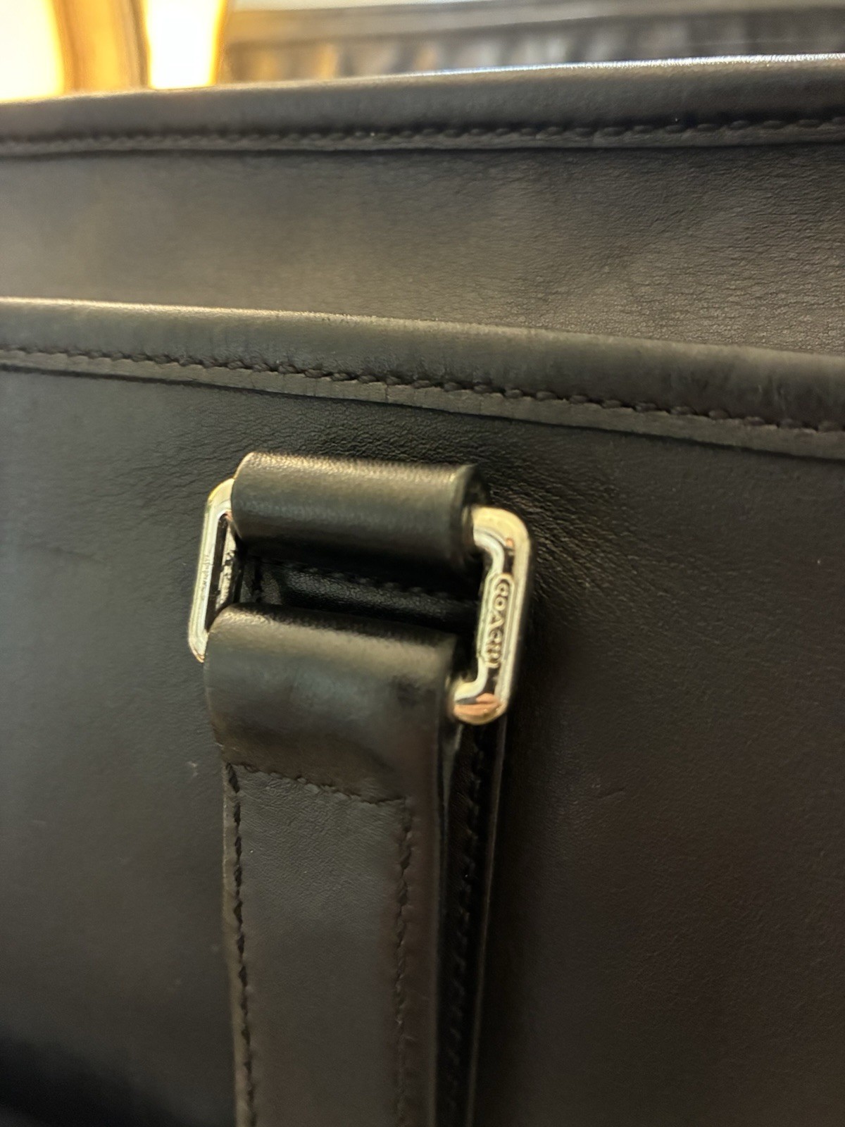 Coach A1269-F70374 Black Leather Laptop Briefcase 2 Way Carry Handles & Strap