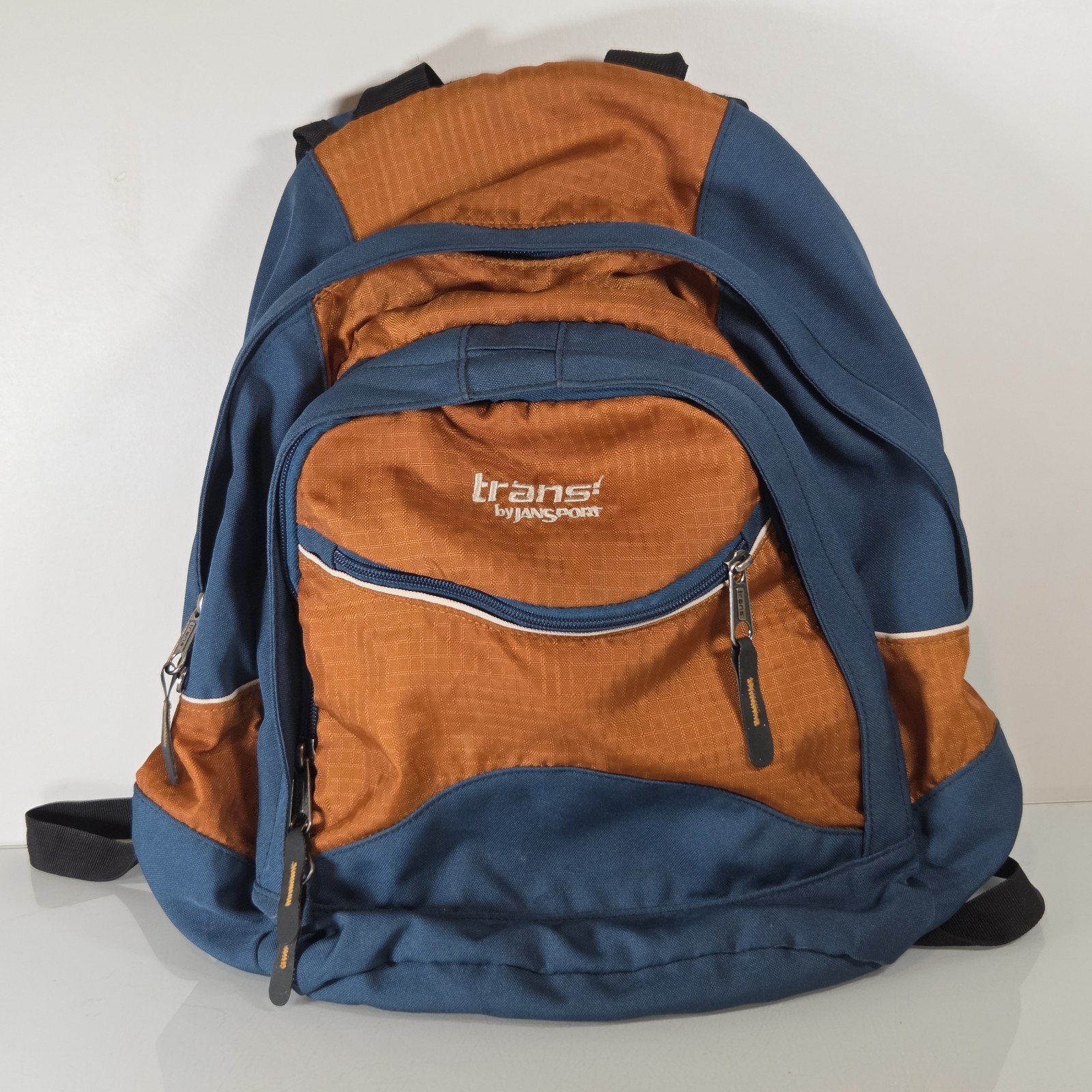 Vintage Y2K Jansport Trans Backpack Ripstop Nylon Blue & Rust Bag Laptop