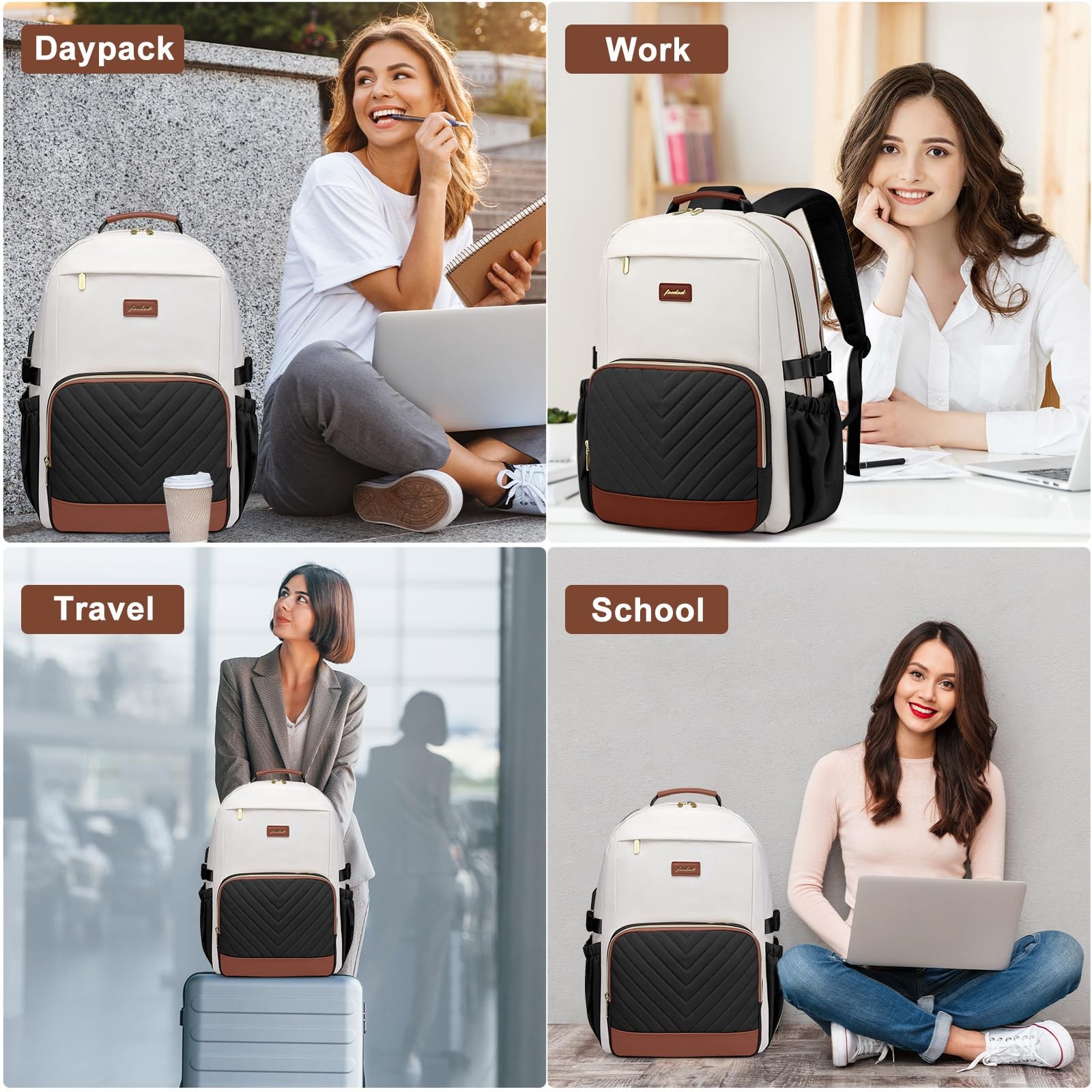 Laptop Backpack for Women Bookbag: 15.6 inch Work School Backpacks with Pouch…