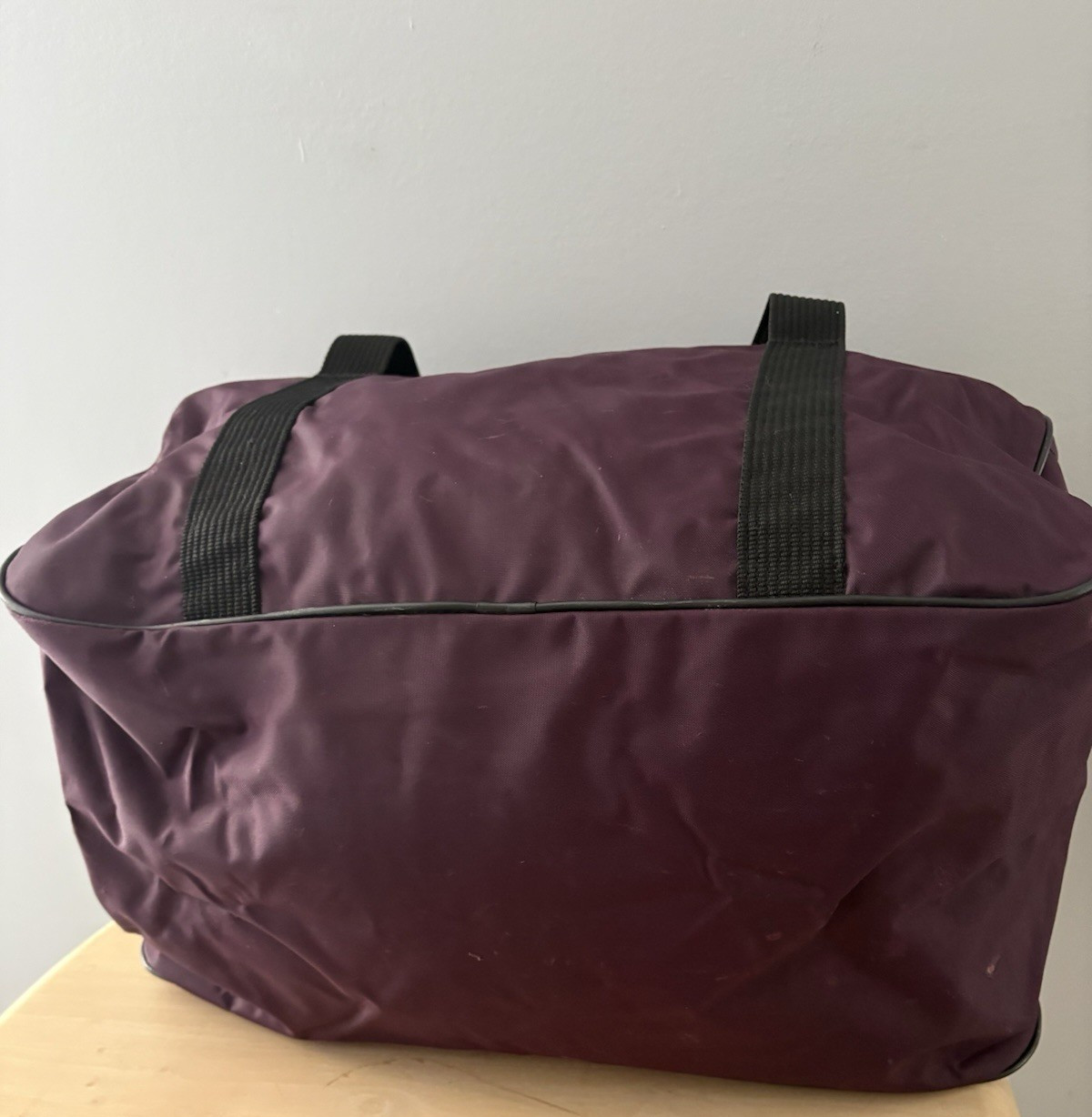 Vintage 80s 90s NIKE Duffle Bag Deep Purple Spellout Big Check Workout Retro