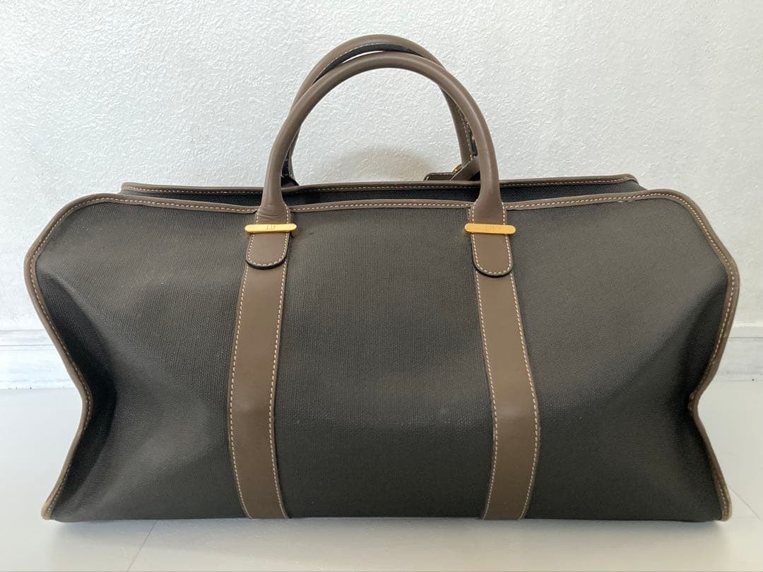 Dunhill Vintage Boston Bag Brown Leather with Lock & Key, 50cm, Classic Design