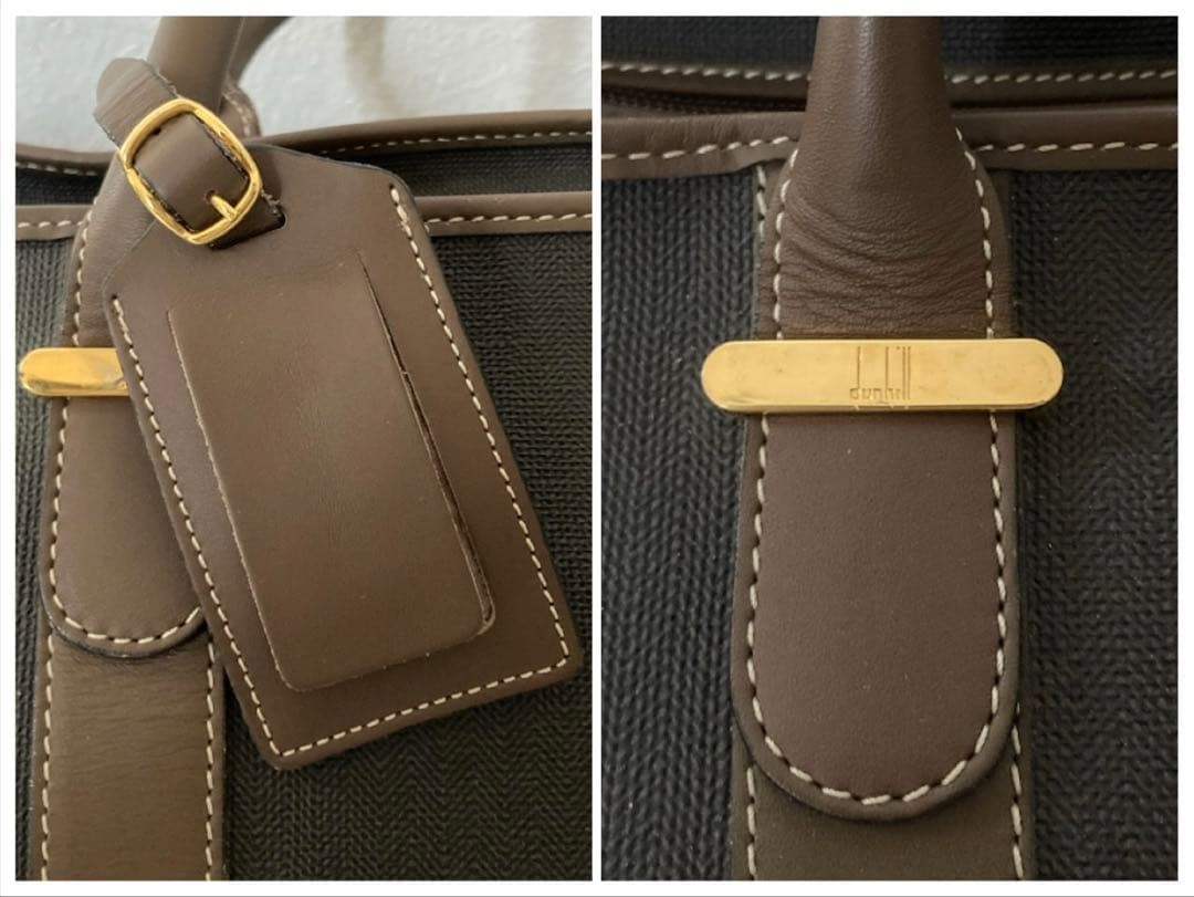 Dunhill Vintage Boston Bag Brown Leather with Lock & Key, 50cm, Classic Design
