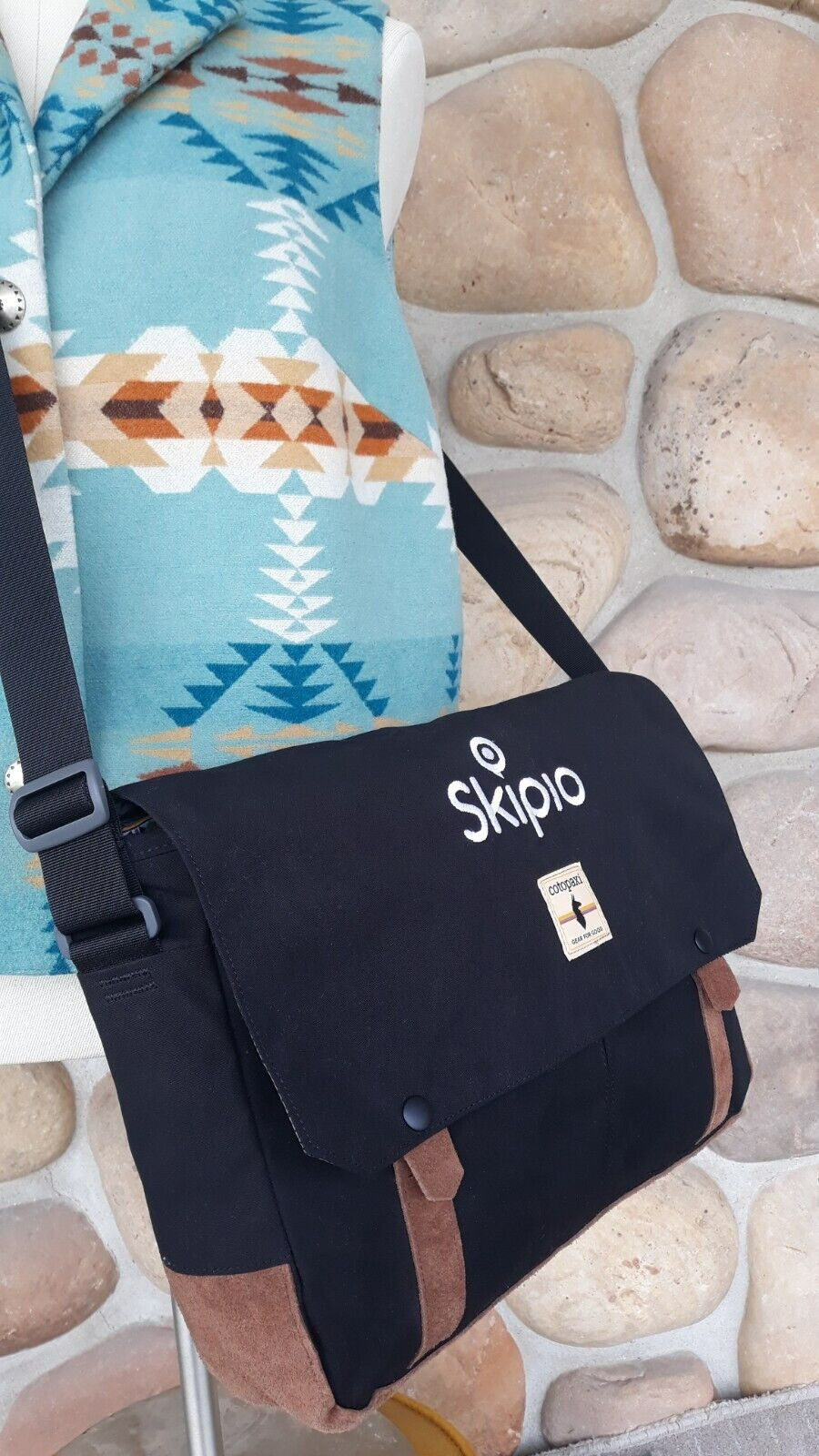 COTOPAXI Blk. Brown Canvas Suede Lightweight Messenger Bag Laptop ~ MINT ~Unused