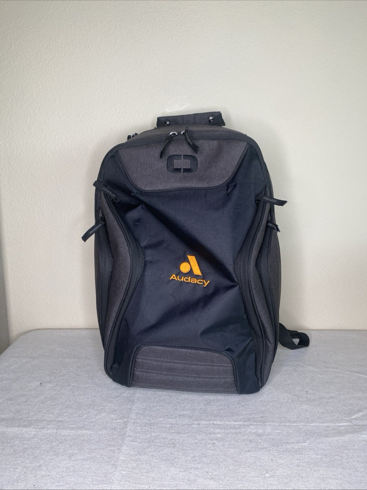 Ogio Backpack Gambit Padded Laptop Backpack Graphite Black Grey Audacy Logo