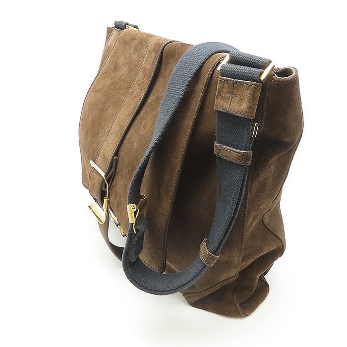 Salvatore Ferragamo Messenger Bag Shoulder Suede Belt Brown Vintage 38x30x13cm