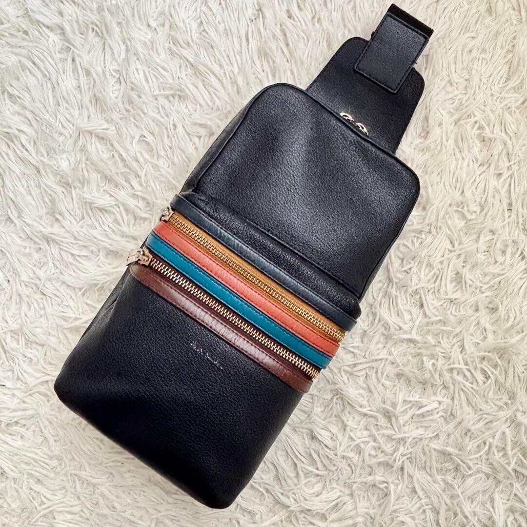 PAUL SMITH Sling Bag Leather Black Authentic From Japan
