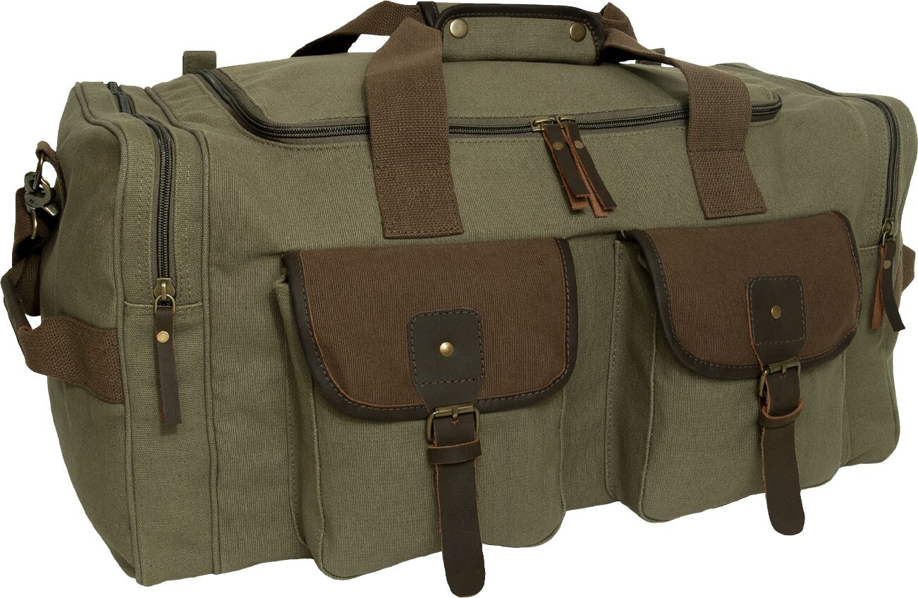 Rothco Olive Drab Canvas Duffle Bag Long Journey Large Shoulder Luggage Bag