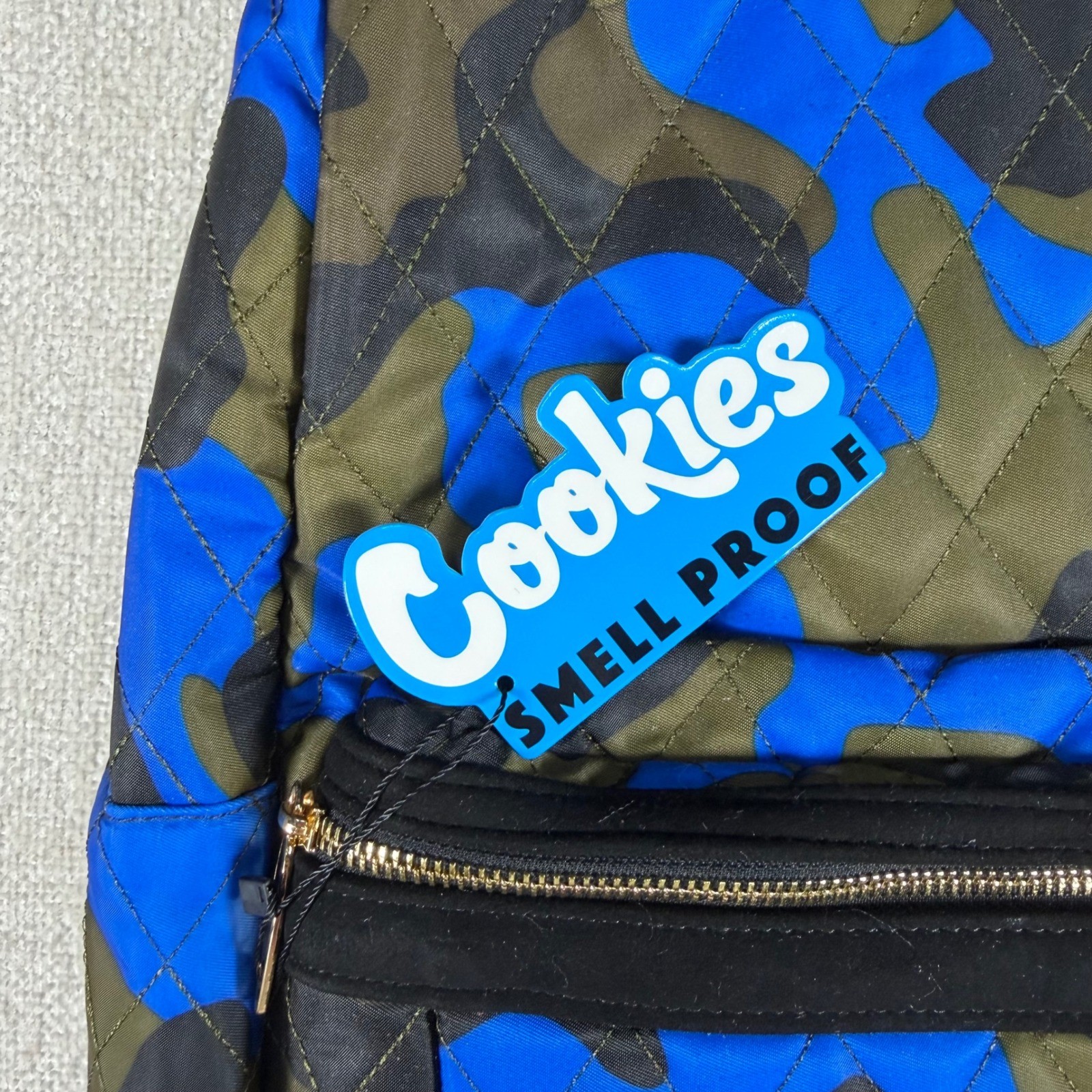Cookies Smell Proof Quilted Camo Backpack Blue Olive Green Streetwear Bag NEW